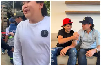 El antes y el ahora de Julián, el joven al que le quitaron su única herramienta de trabajo mientras vendía frutas en la capital antioqueña. Imágenes tomadas de redes sociales y Alcaldía de Medellín.