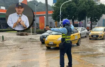 Imagen de referencia de un agente de tránsito en Medellín y miniatura del alcalde Federico Gutiérrez. FOTOS Cortesía.