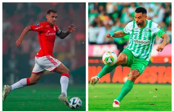 En la imagen aparecen los dos creativos de ambos equipos, Alan Patrick de Internacional, y Edwin Cardona de Atlético Nacional. FOTOS CAMILO SUÁREZ Y GETTY