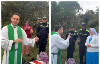 Así quedó captada la discusión entre el sacerdote y una monja en el Alto de la Virgen de Guarne. FOTO Cortesía redes sociales.