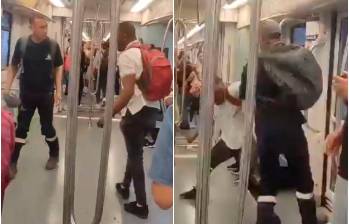 El altercado ocurrió en un tren estacionado en la estación Niquía del metro. FOTO: Cortesía Denuncias Antioquia