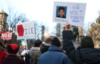 Protesta en las calle de EE.UU tras la detención de Liam Conejo Ramos. FOTO Cortesía AFP.