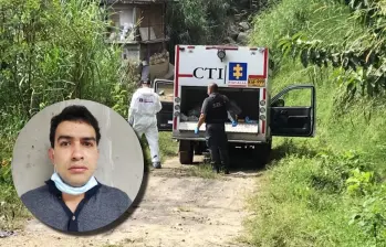 De fondo, una imagen de referencia de un levantamiento de un cuerpo en el Valle de Aburrá. En la miniatura, alias “Pirry”, por quien ofrecen hasta $250 millones. FOTOS EL COLOMBIANO y Análisis Urbano. 