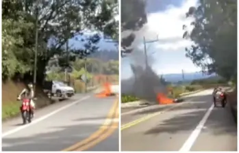 El sitio del accidente, localizado a la altura del vivero Jardín del Alto, quedó captado en videos ciudadanos. FOTOS: Cortesía Denuncias Antioquia