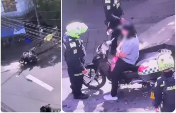 La mujer fue interceptada por la Policía cuando se movilizaba por el barrio Brasilia. FOTO: Cortesía Secretaría de Seguridad