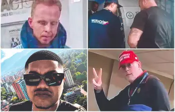Arriba a la izquierda el ciudadano ruso, a su derecha el extranjero alemán. En la esquina inferior izquierda el “influencer” Chill Capo, y a su derecha Samuel McVey, ambos estadounidenses. FOTOS CORTESÍA Y REDES SOCIALES.