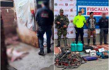 El sospechoso fue detenido con carne e implementación como una sierra eléctrica y básculas. FOTOS: Cortesía Fiscalía