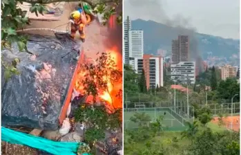 La conflagración se desató hacia la 10:00 de la mañana de este sábado en una obra en construcción. FOTOS: Cortesía Denuncias Antioquia