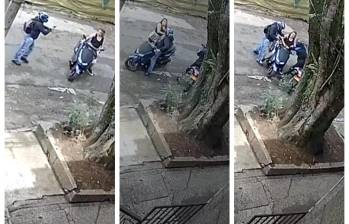 El asalto, ocurrido el pasado domingo 8 de octubre, fue captado por una cámara de vigilancia. FOTO: CORTESÍA DENUNCIAS ANTIOQUIA