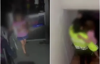 La niña de cuatro años fue rescatada en un operativo conjunto entre la Policía y los Bomberos de Medellín. FOTO: Cortesía Policía Meval