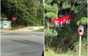 Aspecto de la bandera que fue instalada cerca de la Autopista Norte. FOTO: Cortesía