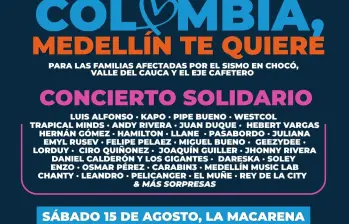 Las puertas de La Macarena estarán abiertas desde las 11:00 a.m., mientras que el concierto se extenderá hasta las 8:00 p.m. FOTO Alcaldía de Medellín. 