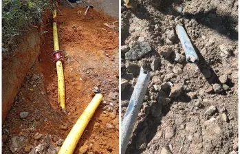 Así quedaron algunos gasoductos tras excavaciones precipitadas en Antioquia el año pasado. FOTOS EPM.
