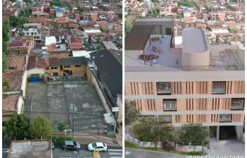 El cómo está y cómo quedaría el nuevo megacolegio adjudicado en la capital antioqueña. FOTO Cortesía Alcaldía de Medellín. 