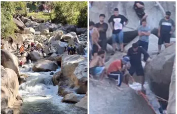 Cuerpos de Bomberos de El Carmen de Viboral, Cocorná y la misma comunidad ha intentado, por diferentes medios, recuperar el cuerpo, pero hasta ahora no ha sido posible. Imágenes tomadas de redes sociales. 