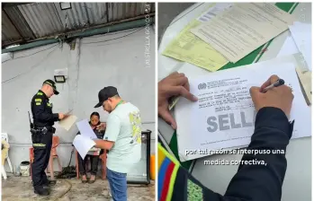 Durante las inspecciones, la Policía encontró un establecimiento dedicado al lavado de vehículos que no cumplía con algunos de los requisitos establecidos para su funcionamiento. Imágenes tomadas de la cuenta de Instagram de la Alcaldía de La Estrella. 