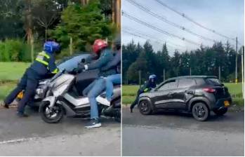 La agresión quedó captada en video por varios transeúntes. FOTO: Cortesía Alcaldía de Rionegro