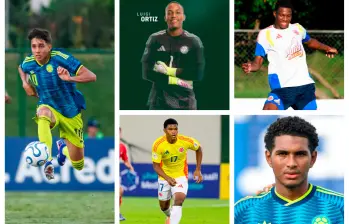 En la imagen aparecen Samuel Martínez, Luigi Ortíz, Juan José Fori, Luis Escorcia y Miguel Agámez. FOTOS FCF