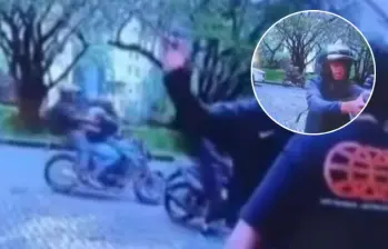 Los hombres se desplazaban en motocicleta cuando cometieron el millonario hurto. FOTO: Cortesía Redes Sociales