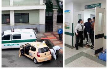 La agresión ocurrió en la Unidad Intermedia de Santa Cruz, en el nororiente de Medellín. El profesional de la salud fue atacado a puños y patadas por tres hombres, entre ellos el propio paciente al que minutos antes le había salvado la vida tras ingresar por una sobredosis de cocaína. Foto: EL COLOMBIANO y toma de video cortesía.