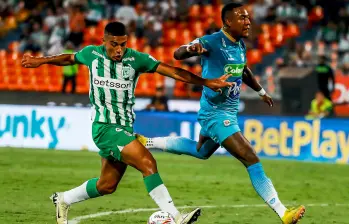 Emilio Aristizábal hizo 12 goles con Fortaleza y podría ser jugador importante para Nacional en 2026, aunque analizan la opción de que vaya a otros clubes. FOTO JAIME PÉREZ