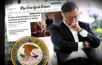 En el texto se señala que fiscales del país estadounidense se encuentran investigando si el presidente colombiano tendría conexiones con traficantes de drogas. Foto: Colprensa/Departamento de Justicia de Estados Unidos. Composición EL COLOMBIANO