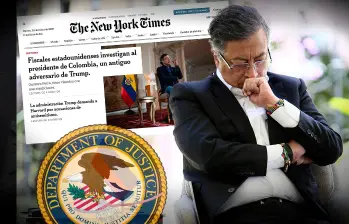 En el texto se señala que fiscales del país estadounidense se encuentran investigando si el presidente colombiano tendría conexiones con traficantes de drogas. Foto: Colprensa/Departamento de Justicia de Estados Unidos. Composición EL COLOMBIANO