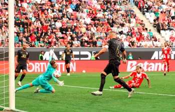 Esta es la imagen del segundo gol del Bayern frente al Augsburgo, obra de Luis Díaz. FOTO TOMADA DE X