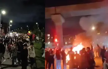 En algunos puntos de Bogotá se han registrado manifestaciones y conatos de disturbios. Foto: tomadas de videos