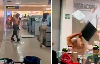 Un hombre generó daños en el Aeropuerto Internacional Rafael Núñez de Cartagena. FOTO: Captura de pantalla