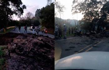 La vía sigue bloqueada por el impacto de la explosión. FOTO COLPRENSA