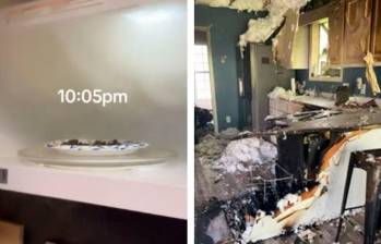 Imágenes de cómo quedó la cocina en donde ocurrió el hecho con el brownie. FOTO CAPTURA DE VIDEO