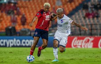 El futbolista caleño Andrés Felipe Ibargüen anotó uno de los últimos goles del Medellín contra un equipo uruguayo. Lo anotó en la Copa Libertadores del 2023. Foto: Juan Antonio Sánchez