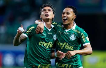 El futbolista colombiano, Richard Ríos, abrió el marcador en la victoria ante Independiente del Valle que le dio la clasificación a Palmeiras. FOTO Getty.