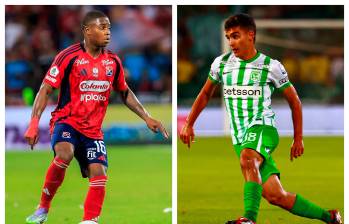 Halam Loboa y Juan Manuel Rengifo, dos de las joyas del fútbol colombiano que pueden ser protagonistas del clásico este miércoles. FOTOS MANUEL SALDARRIAGA