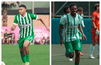 José Escorcia y Emanuel Benítez, canteranos que dejaron una buena imagen en Tunja. FOTOS NACIONAL ES PASIÓN Y ATLÉTICO NACIONAL