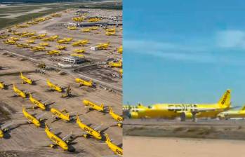 Decenas de aviones Airbus de Spirit Airlines fueron almacenados en aeropuertos del desierto de Arizona tras el cierre de operaciones. FOTO REDES SOCIALES