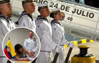  La designación de Antonella Petro como madrina del buque generó reacciones críticas desde sectores políticos de oposición. FOTO GOBIERNO NACIONAL