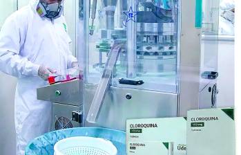 Planta de Producción de Medicamentos Esenciales de la Universidad de Antioquia arrancó la fabricación del primer lote de 1.200.000 unidades de cloroquina, medicamento contra la malaria. Foto: cortesía UDEA