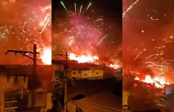 Explosión e incendio en polvorería clandestina en Lima, Perú. Foto: captura de video RG