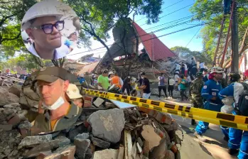 Los dos periodista Jose Fernando Patiño y Carlos Aponte buscan a sus seres queridos atrapados en edificio Torres del Limonar, en Cali. Fotos: redes y Andrés Carmona - El Colombiano