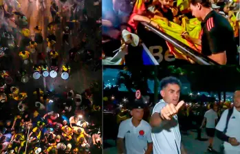 Banderazo de los hinchas en las calles de Barranquilla en la noche previa al partido. Foto: Captura tomada de redes @FCF_Oficial