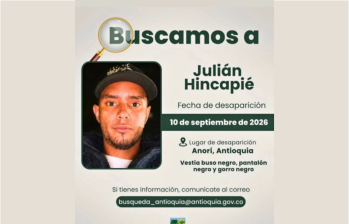 Buscan a Julián Hincapié en Anorí, Antioquia. Foto: cortesía. 