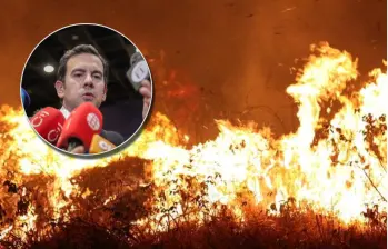 El ministro del Interior, Rodrigo Lara, denunció que los recientes incendios habrían sido provocados por manos criminales para sembrar caos y distraer a la Fuerza Pública. Fotos: Colprensa