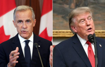 Mark Carney, primer ministro canadiense y Donald Trump, presidente de Estados Unidos. Fotos: AFP.