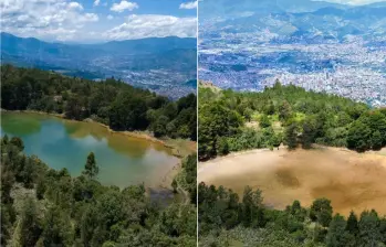 De los cerca de 300 metros cúbicos que alojaba esta laguna, solo quedan vestigios de humedad. La tierra está abierta y, por las altas temperaturas que ha experimentado la ciudad, ni siquiera se ha alcanzado a formar fango: solo queda una polvareda de aridez. Foto: Manuel Saldarriaga y Cortesía. 