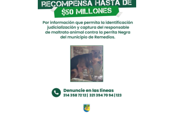 Cartel de recompensa de la Gobernación de Antioquia. Foto: cortesía.
