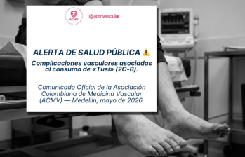 Cuatro jóvenes llegaron a urgencias en Medellín en las últimas semanas con isquemia aguda en sus extremidades. Todos habían consumido tusi. Foto: Ilustración generada con IA y captura de la alerta de redes sociales