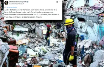 El presidente informó, a través de su cuenta de X, la donación que ayudará a reconstruir viviendas y edificios tras el terremoto. Foto: Julio César Herrera y X de Abelardo de la Espriella.