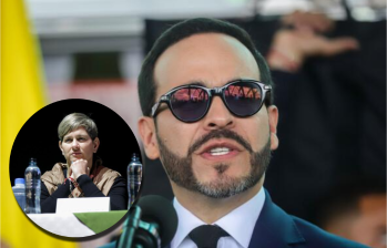 Adelante, Verónica Alcocer, ex primera dama. Atrás, el presidente Abelardo de la Espriella. Fotos: Colprensa.